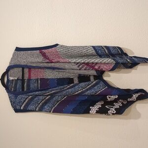 Chico’s Open Front Multicolor Boho Draped Vest Size Small